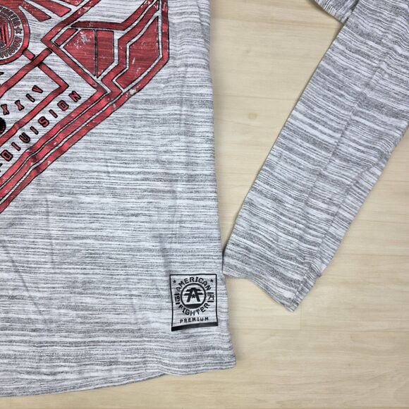 American Fighter Size Medium Long Sleeve Men's Gray Red AOP - Picture 8 of 9